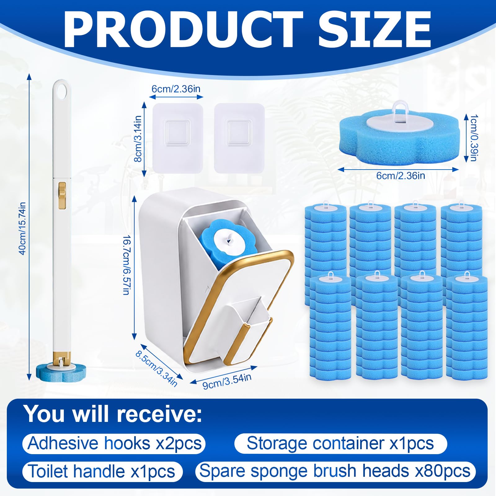 Disposable Toilet Brush, Toilet Wand Kit with 80 Refills and Storage Box