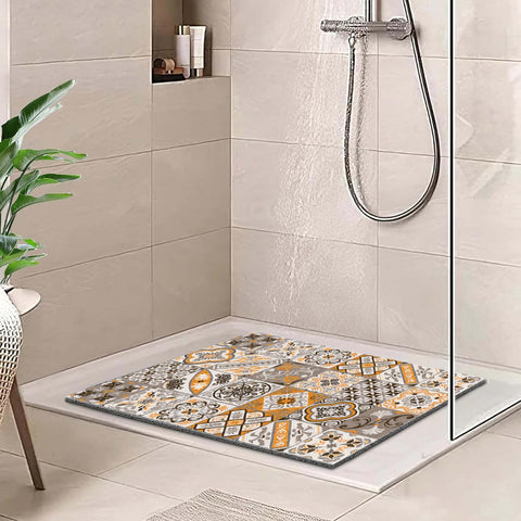 Shower Mat for Inside Shower - 40x60cm Square Shower Mat Non-Slip Anti-Mould, PVC Loofah Texture Shower Mat