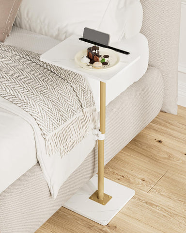 Apetaccat Side Table, C-Shaped Adjustable Sofa Table, 360°Swivel Coffee Tables,40x30x(45-83) cm,Small End Tables Bedside for Living Room