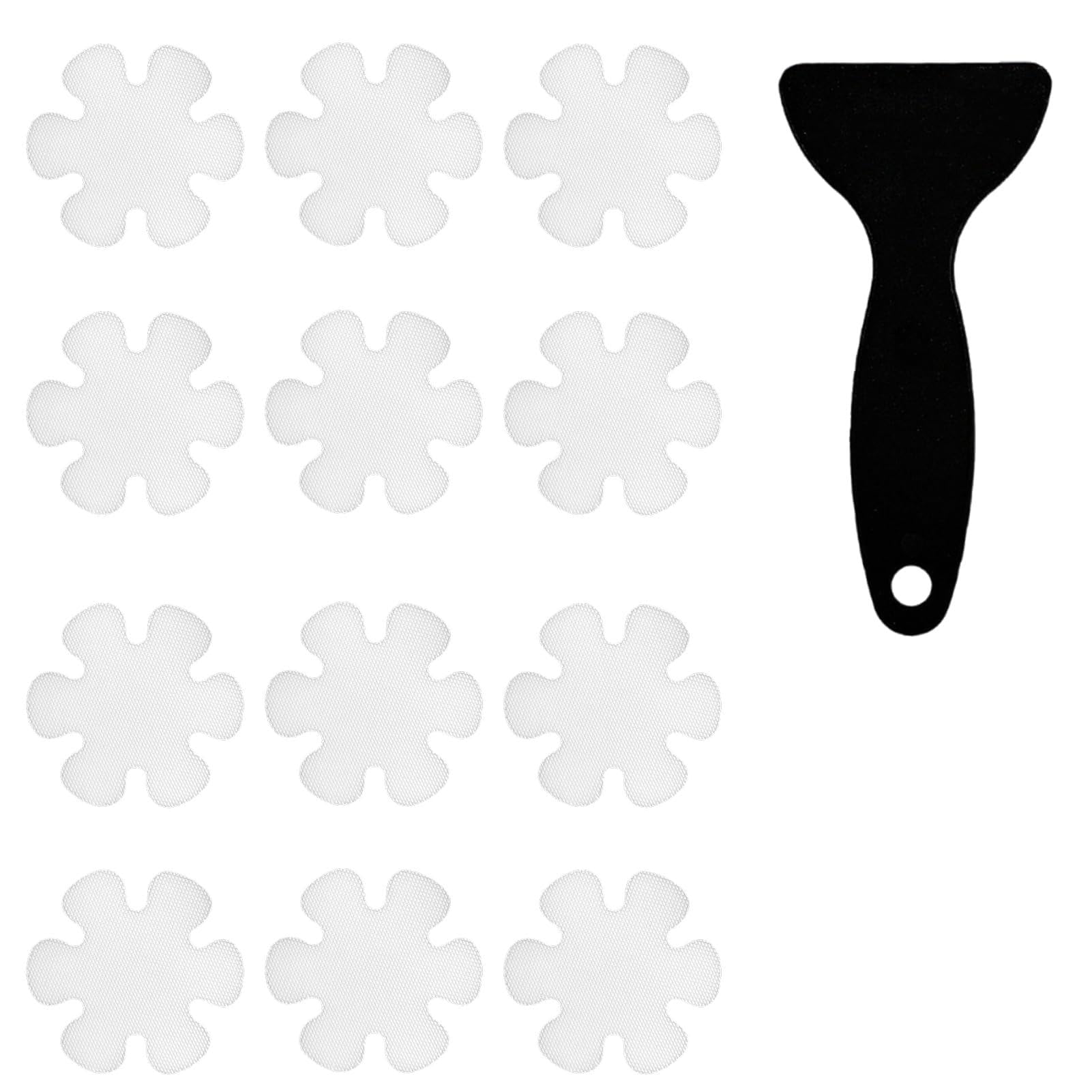 Non Slip Shower Stickers 12 Pcs, Anti Slip Flower Shape Bath Stickers Transparent Self-Adhesive Bathtub Stickers with Scraper Clear Anti Skid Tape