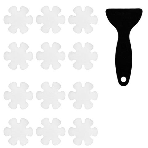 Non Slip Shower Stickers 12 Pcs, Anti Slip Flower Shape Bath Stickers Transparent Self-Adhesive Bathtub Stickers with Scraper Clear Anti Skid Tape