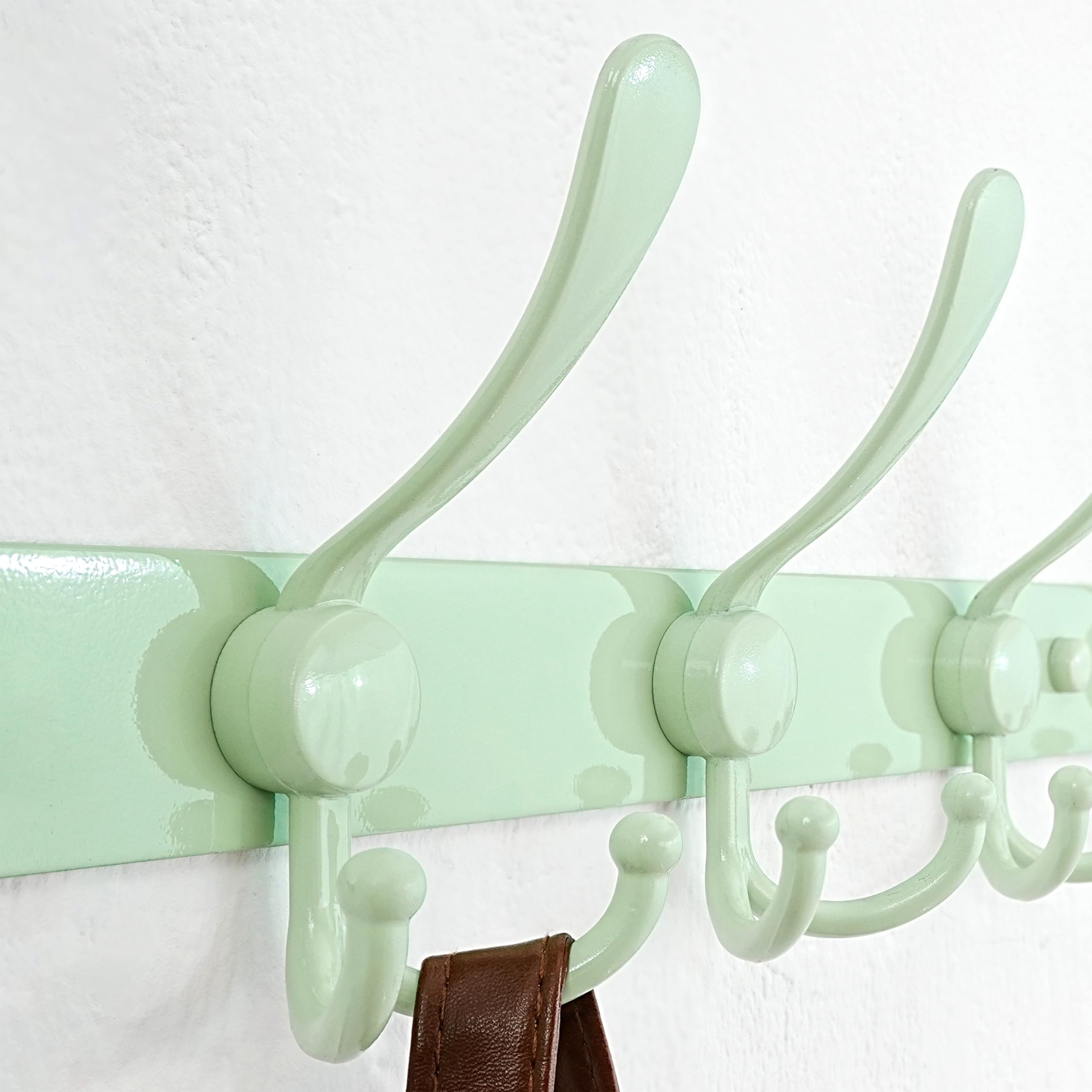 Dseap Coat Rack Wall Mount - 96cm Long 10-Tri-Hooks Heavy Duty Coat Hanger Rail Wall Hooks for Hanging Coats Hats Clothing Clothes Purse Mudroom