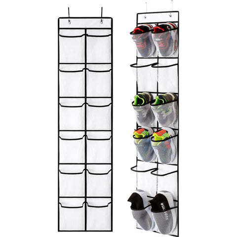 SOPSTUO Hanging Shoe Storage, Over Door Shoe Storage, Door Shoe Rack,12 Breathable Mesh Huge Pockets