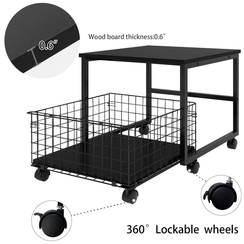 PUNCIA Mobile Mini Fridge Stand with Large Capacity Storage Portable Refrigerator Table with 4 Lockable Wheels Appliance Platform Table with Drawer
