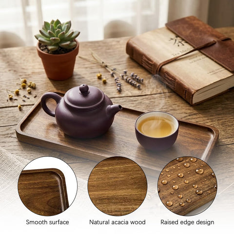 Wooden Tray, Acacia Wood Tray for Candle, Perfume Display, Serving Meals