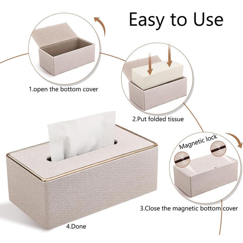 Rarapop Tissue Box Cover, PU Leather Tissue Case Holder, Rectangular Tissue Box Cover, Tissue Paper Dispenser for Bathroom Home Office Car Decoration