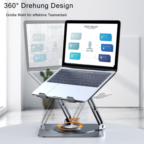RooxiLoo Laptop Stand with 360° Rotating Base, Height-Adjustable, Ergonomic, Ventilated, Compatible with MacBook Pro/Air, All Laptops 10-17 Inches