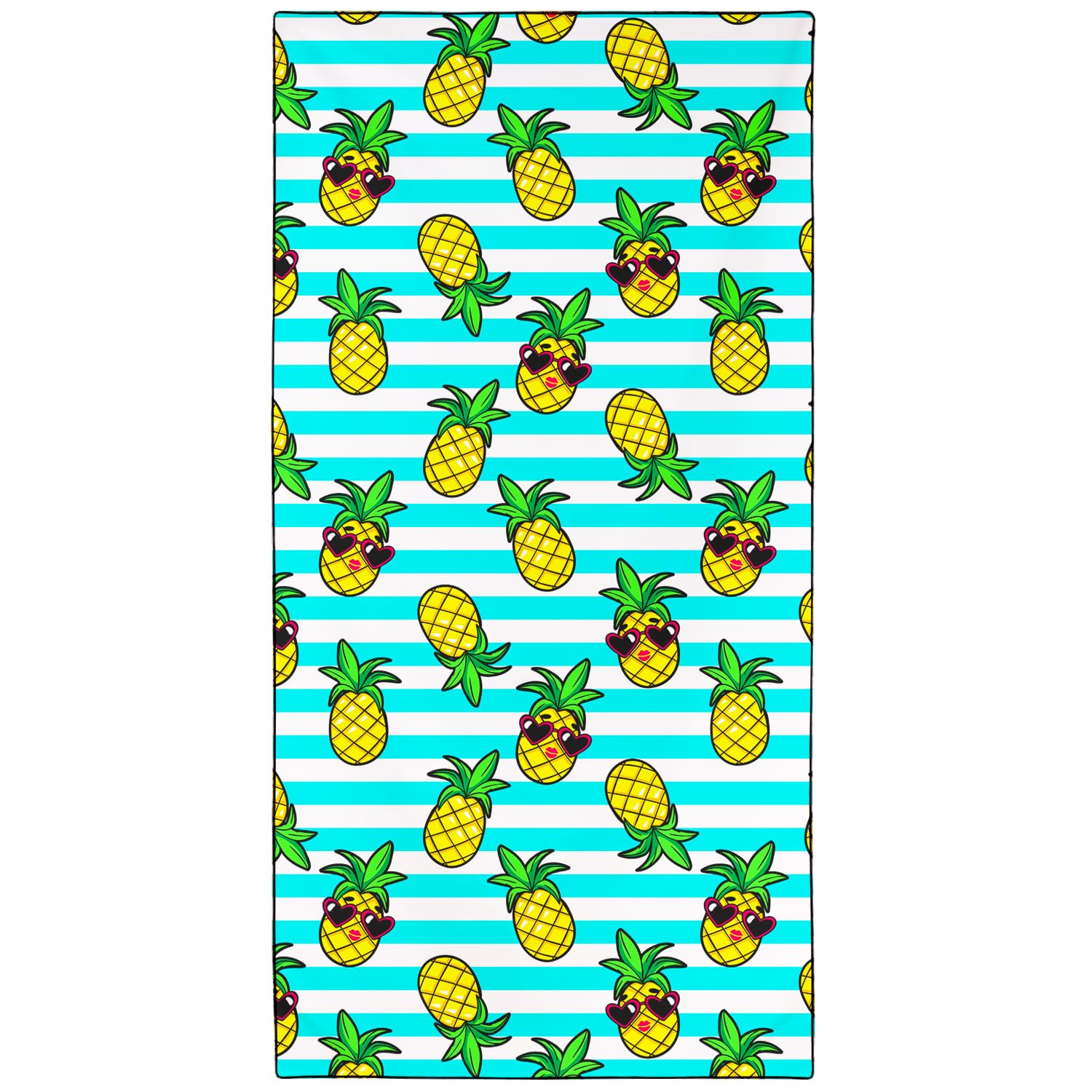 Violetpos Sunglasses Pineapple Stripe Beach Towel, Extra Large 180x90 cm 250GSM Microfibre, Sand Free Quick Dry