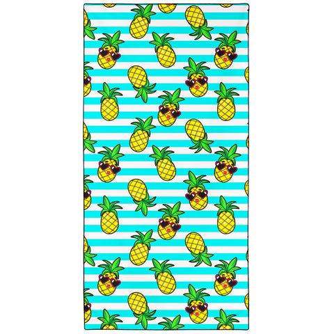 Violetpos Sunglasses Pineapple Stripe Beach Towel, Extra Large 180x90 cm 250GSM Microfibre, Sand Free Quick Dry