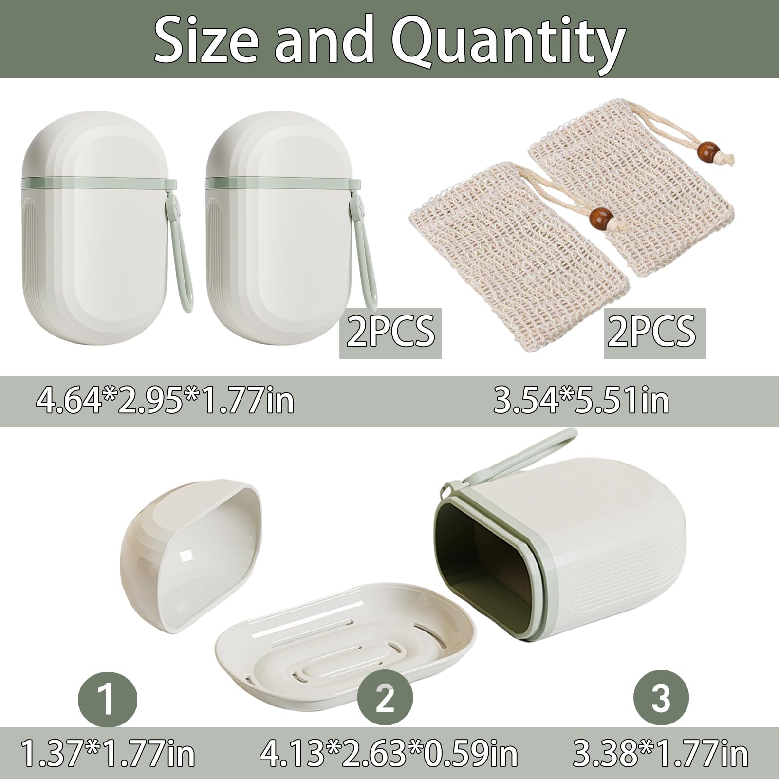 ApollOptimum 4 Pcs Soap Box Travel,2 Frosted Soap Dish with Lid and Lanyard + 2 Soap Bags for Shower,Leakproof Waterproof Soap Dish,Soap Box & Soap