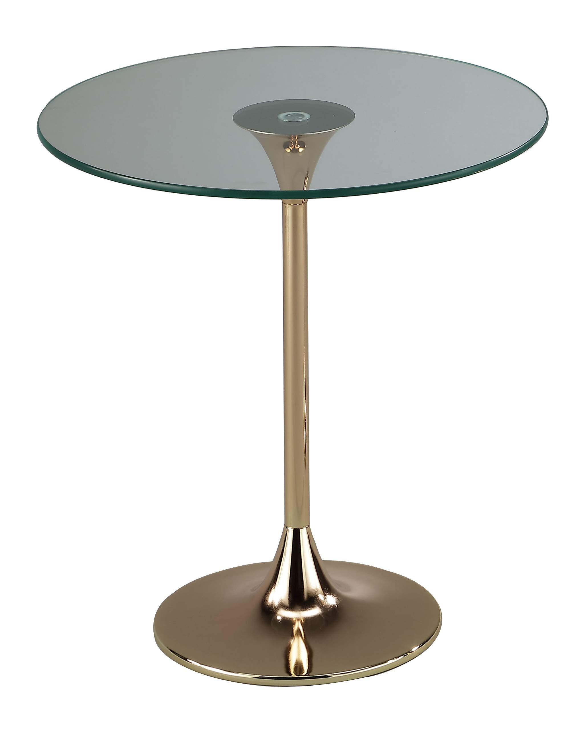 ASPECT Eleni Side/End Table-Clear Glass Top,Gold Finish Metal Base