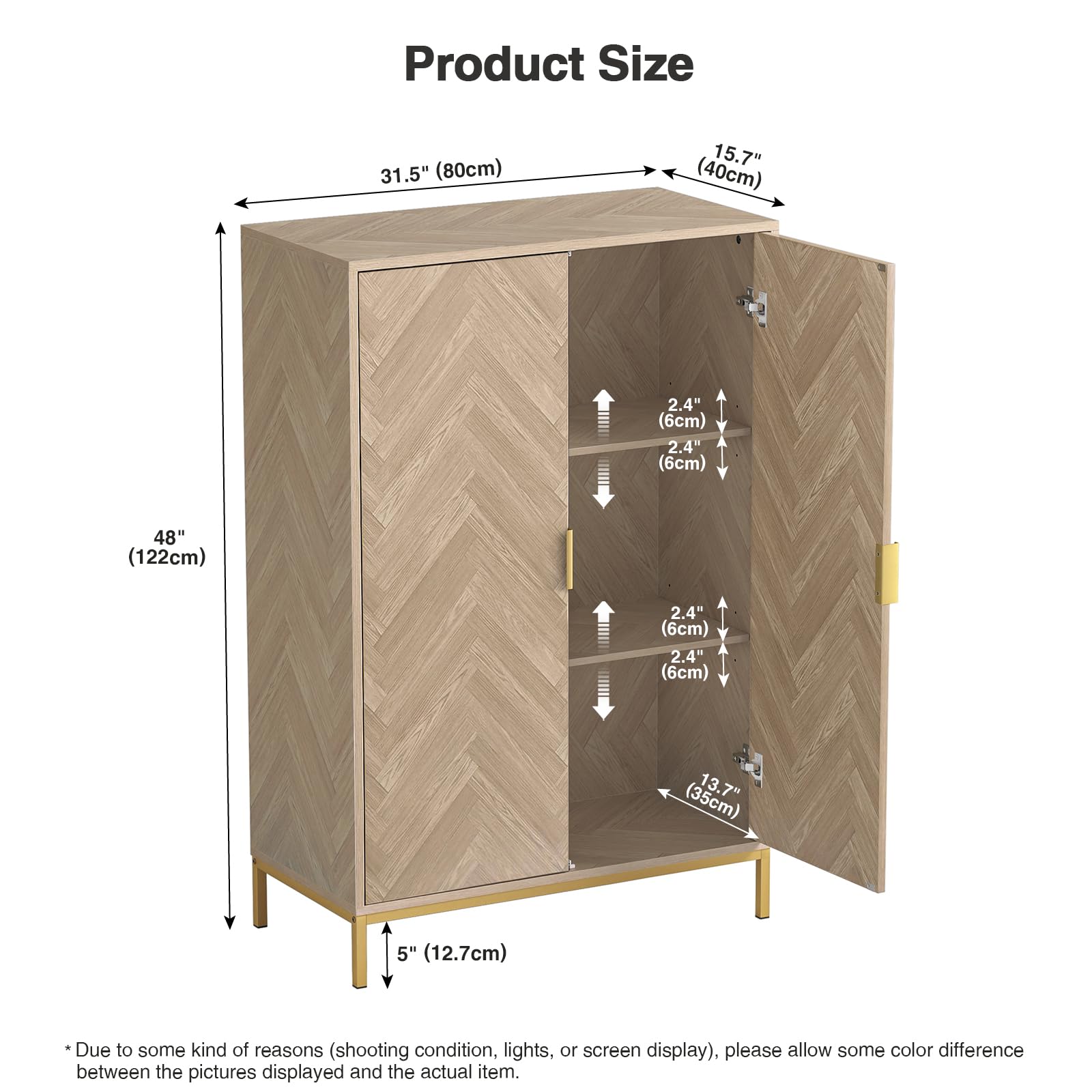 Yvsevnr Herringbone Sideboard Buffet Storage Cabinet Kitchen Cupboard
