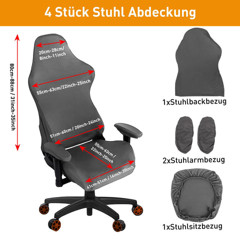 Moorle Gaming Chair Covers, Gaming Chair Covers Stretch 4 Piece, Grey Computer Chairs Cover with Armrest and Back Cover for Game Computer Office
