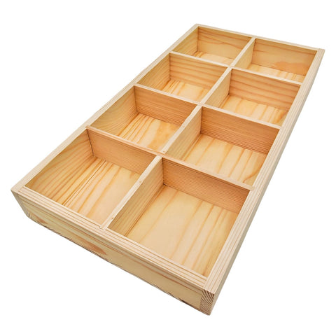 Anktily Unfinished Wooden Storage Divider Box, 8 Compartments Showcase Display Box, Socks Organizer, Underwear Storage Case