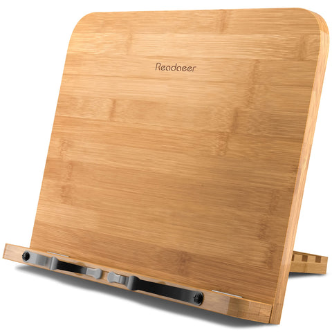 READAEER Bamboo Folding Portable Reading Stand Bookstand Cookbook Holder, S