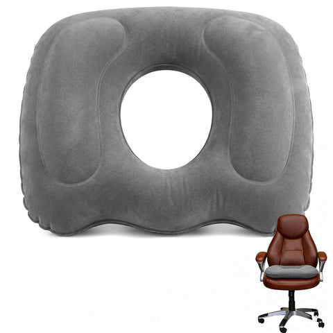 Bomxmon Inflatable Donut Seat Cushion, Portable Donut Cushion, Coccyx Pillow Cushion for Home, Car or Office (Grey)