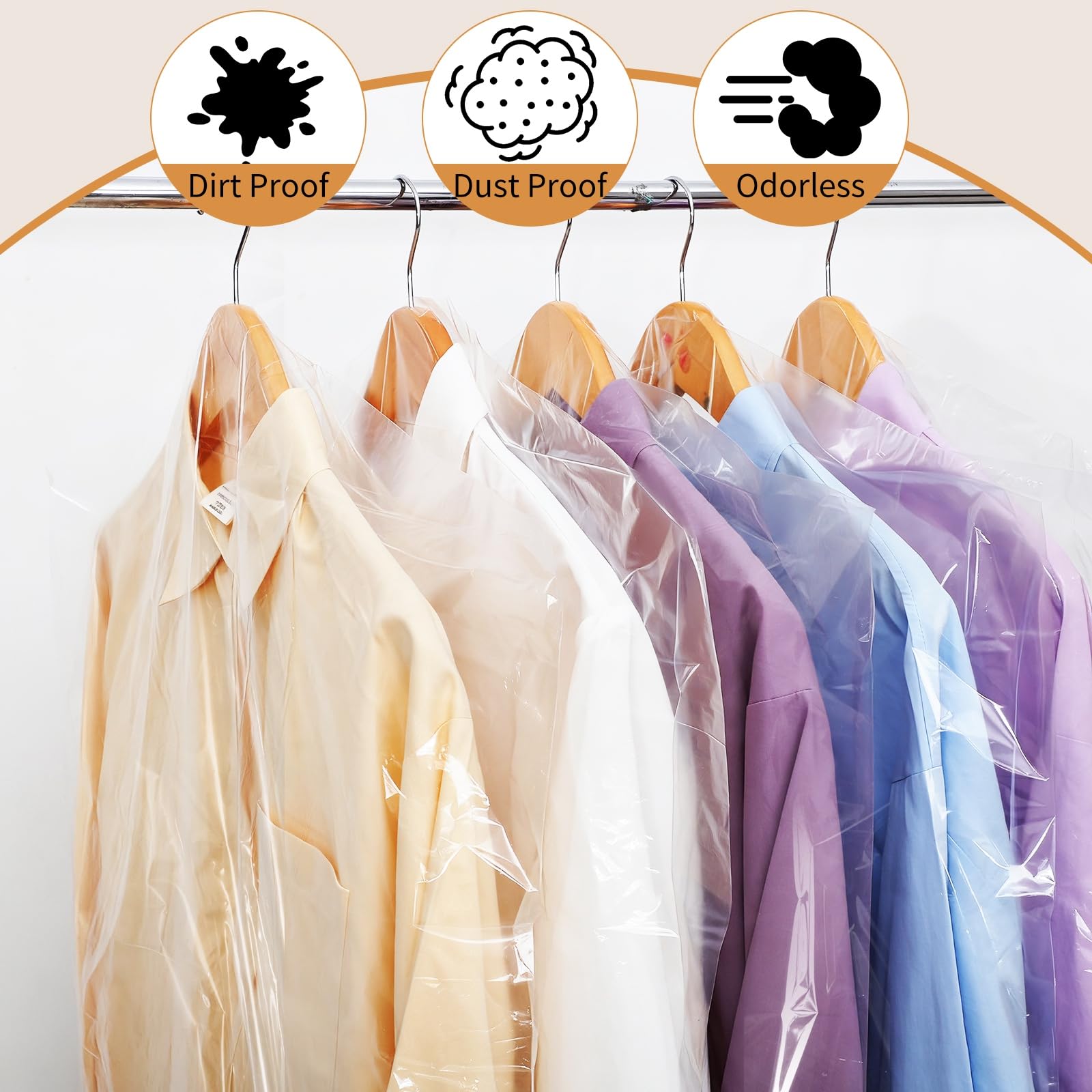 35 Pack Plastic Clothes Covers, Dry Cleaning Bags, Garment Bags 60 * 90 cm