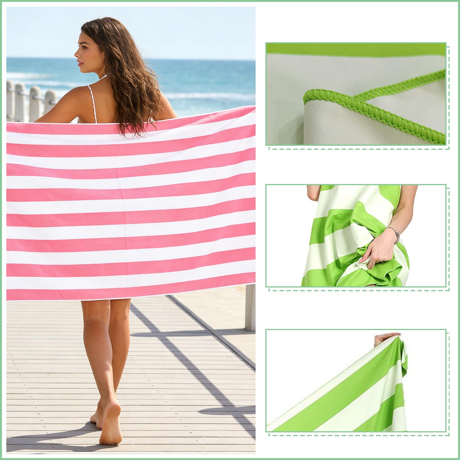 Large Microfibre Beach Towel for Adults with Bag 160x90cm,Black Quick Dry Beach Towel with Double Sided,Lightweight Beach Microfiber Towels for