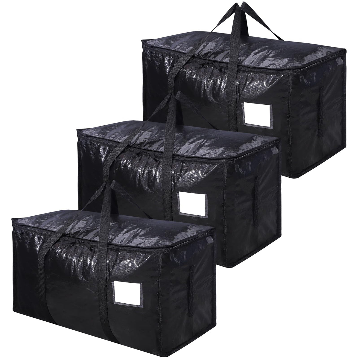 3 Pack 90L Moving Bags, Heavy Duty Storage Bags Dorm Moving Essential,Black
