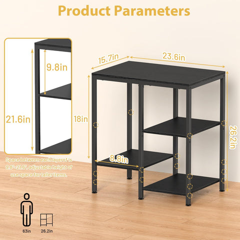 OGEMXU Kitchen Microwave Stand,4-Tier Adjustable Microwave Cart,Black
