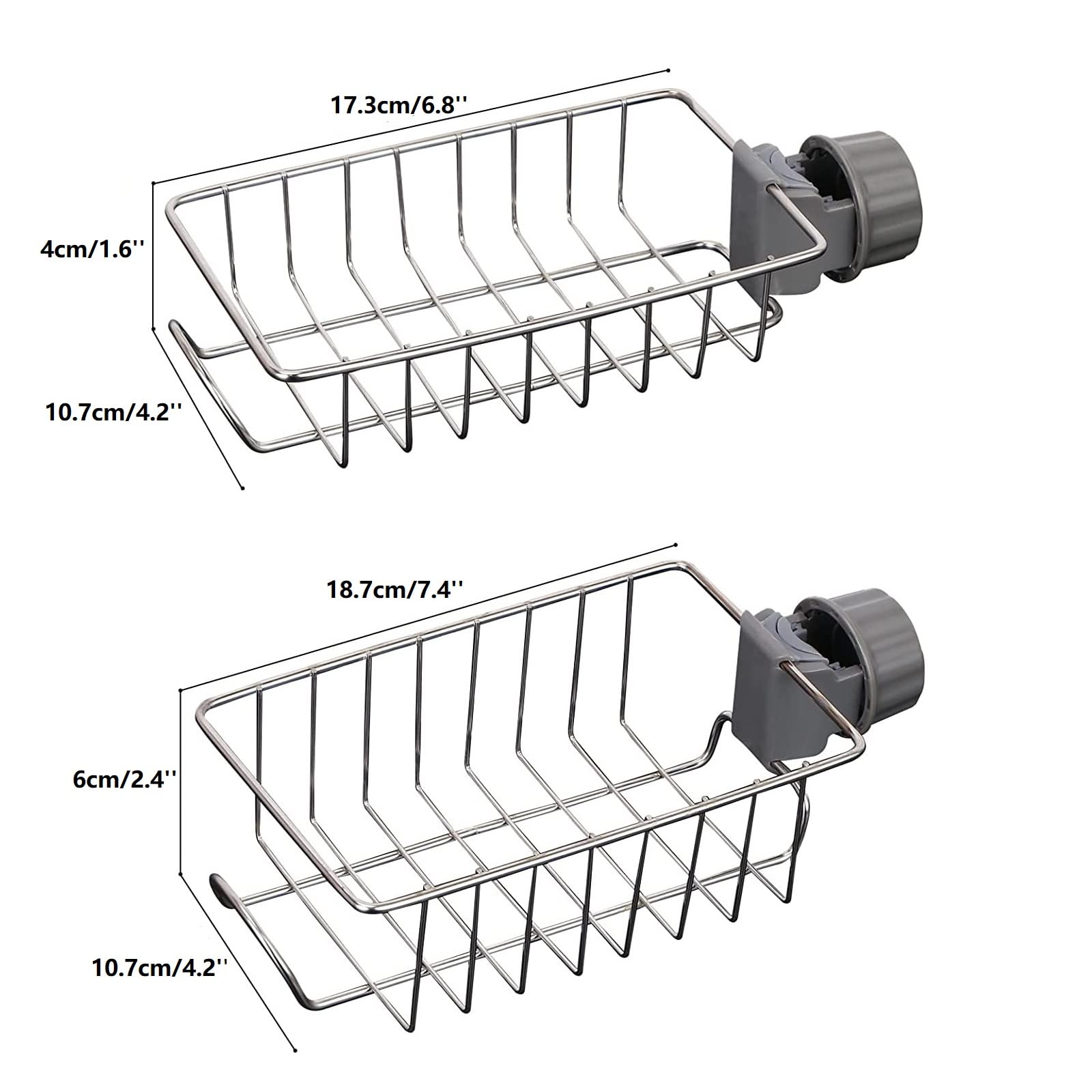 Beilala Bathroom Shower Caddy No Drill, 2 Pack Shampoo Soap Holders Stainless Steel Fauce Rack Kitchen Sink Organiser Bathroom Tidy Accessories Rust