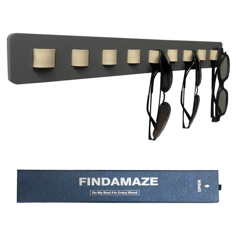 FINDAMAZE Wooden Sunglasses Organizer - Wall Mounted Sunglasses Rack/Stand - Display for Men or Women, Home Decor (Gray-1pcs-long)