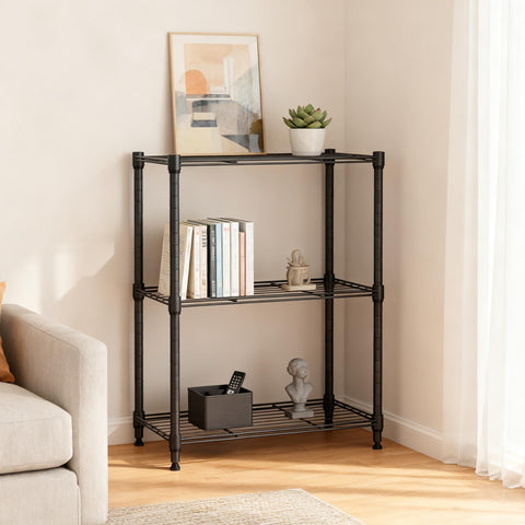 M MZG Height Adjustable Shelves,Heavy Duty Wire Pantry Shelving for Tool Sheds, Garage, and Storehouse,Metal, Grey,3 tier 30 x 45 x 67 cm