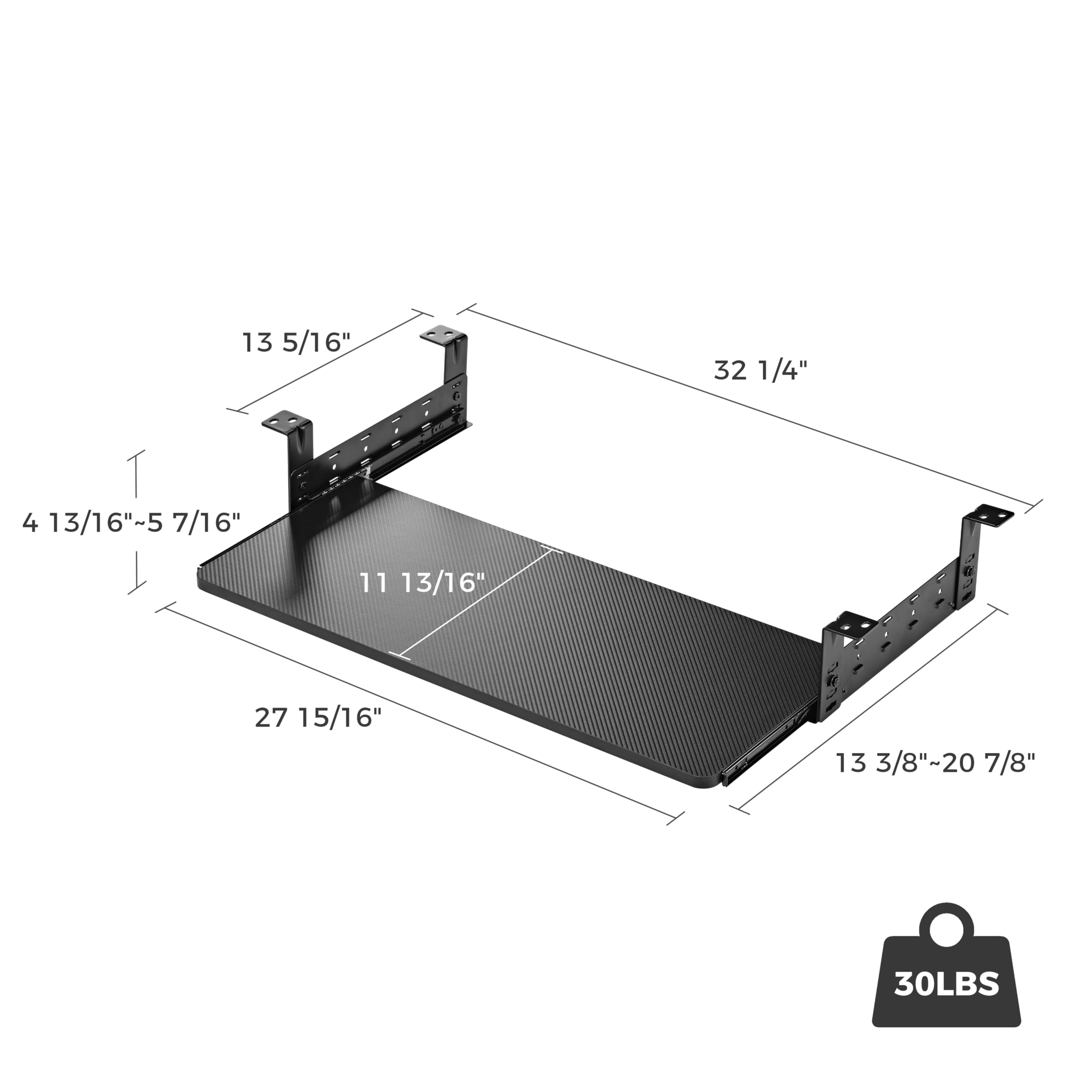 EUREKA ERGONOMIC Adjustable Keyboard Tray Under Desk, 28x11 Inch Large Slide Out Keyboard & Mouse Platform Tray