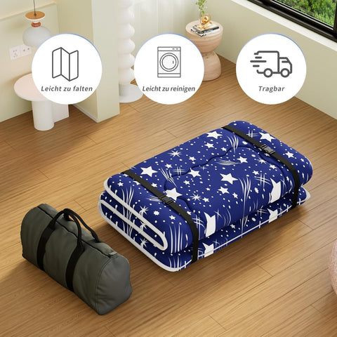 Kiseely Japanese Futon Mattress, Foldable Tatami Mat Portable Dormitory Sleeping Pad With Bag & Strap