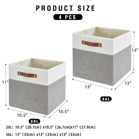 Bagnizer Collapsible Fabric Cube Storage Boxes, 33 x 33 x 33 cm, 4 Pack