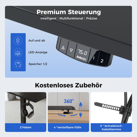 Agilestic Electric Standing Desk, 2 Memory Buttons, 120x60cm