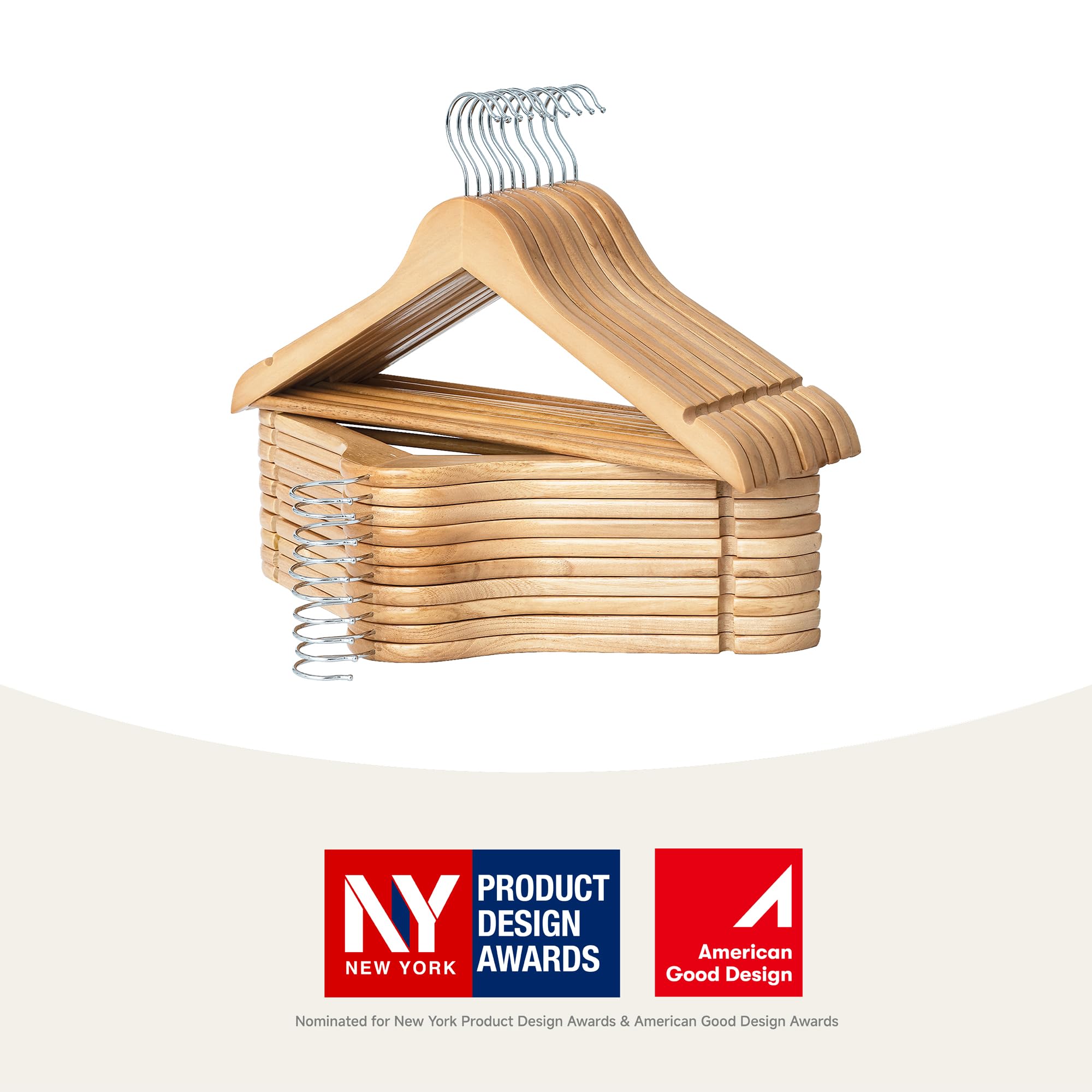StorageWorks Wooden Coat Hangers 20 Pack, Heavy Duty Natural Wood Hangers for Clothes, Heavy Duty Coathangers with Shoulder Notches