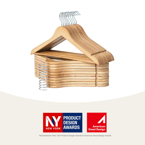 StorageWorks Wooden Coat Hangers 20 Pack, Heavy Duty Natural Wood Hangers for Clothes, Heavy Duty Coathangers with Shoulder Notches