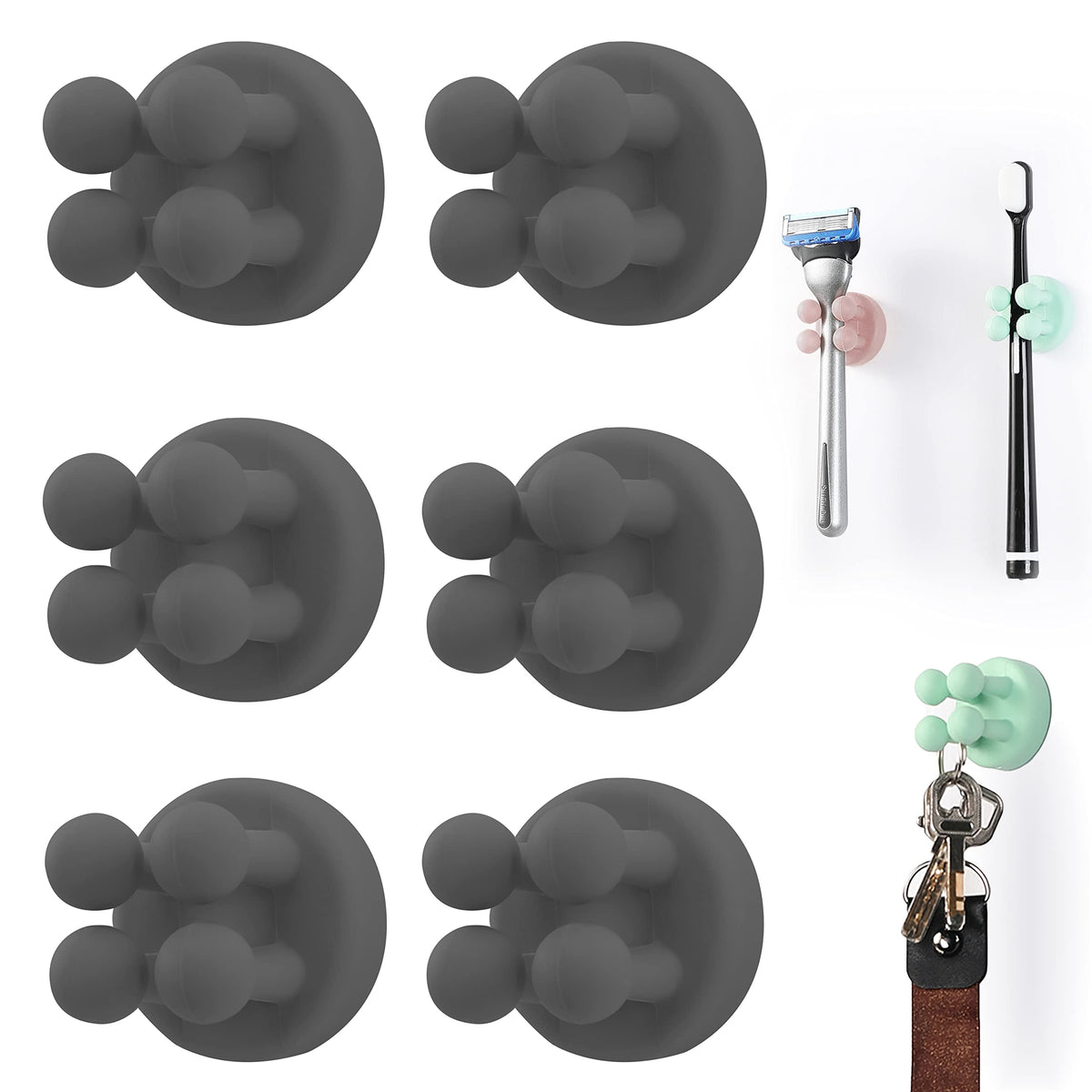 Silicone Toothbrush Holders, Multi-Function Hook Razor holder Waterproof