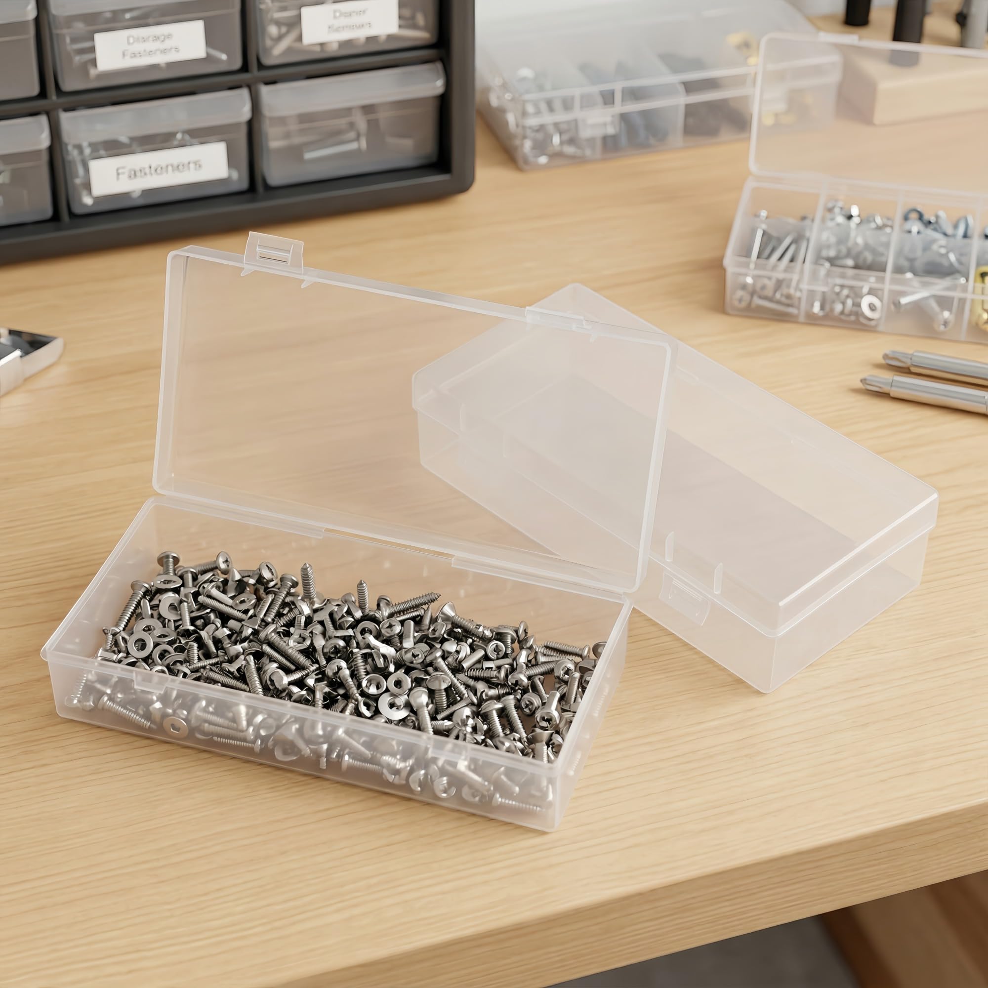 LJY Clear Deep Storage Boxes, 6 Pack, 7.3 x 3.5 x 1.8 in