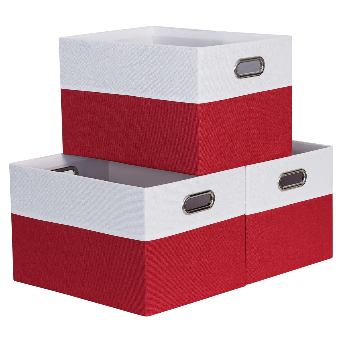 BinWhiz 3 Pack Clothing Storage Bins, Rectangle Large Storage Baskets with Metal Handle, Collapsible Storage Organiser Bins
