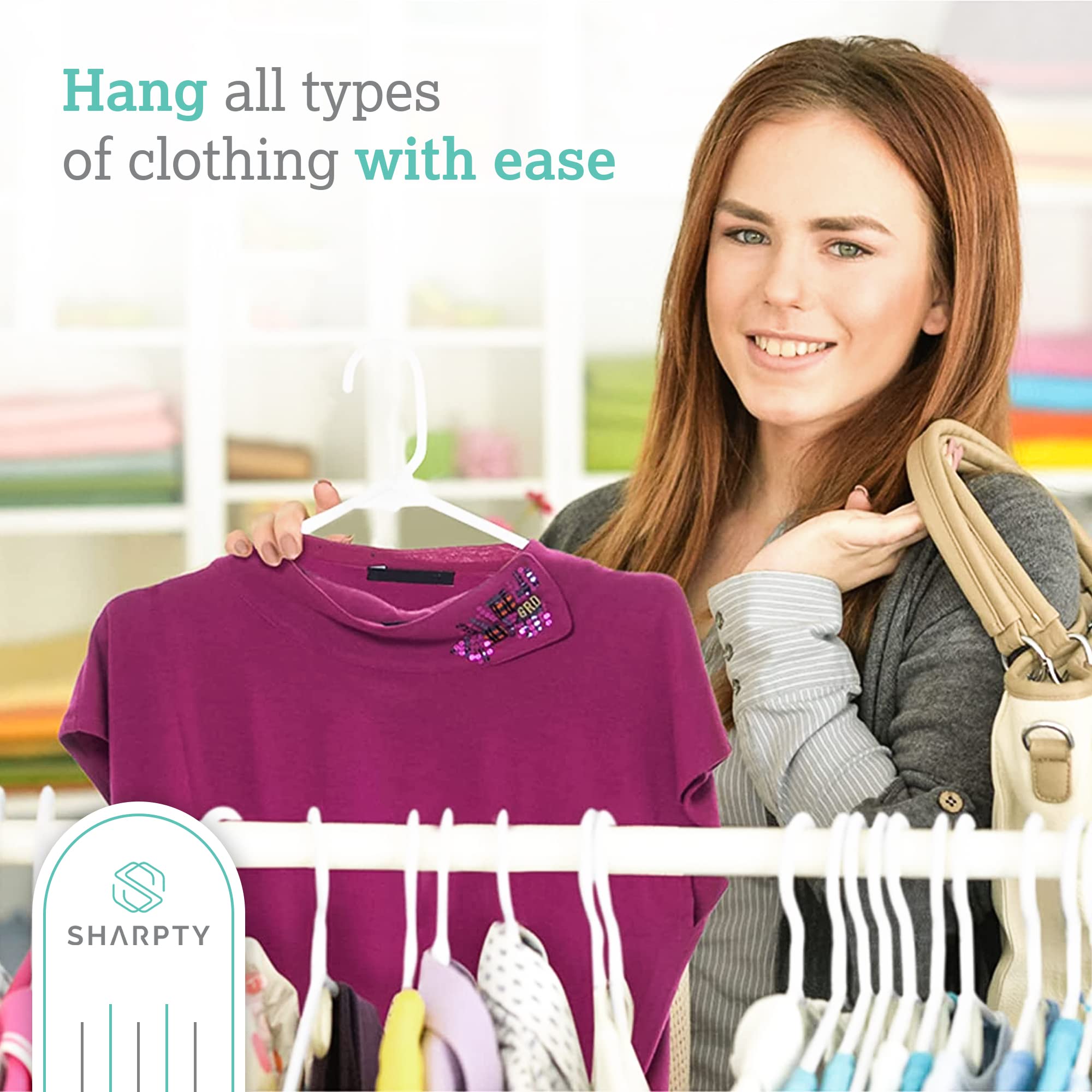 Sharpty Plastic Hangers Clothing Hangers Ideal for Everyday Standard Use (White, 20 Pack)