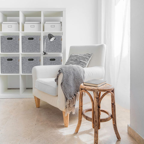 Miqio® Design Felt Storage Box Set of 4 | 30 x 30 x 30 cm | Organizer Folding Box | Storage Basket | Kallax Shelf Insert | Light Grey