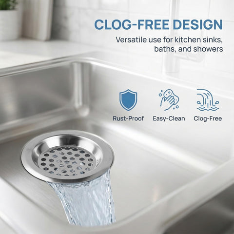 2 Pack Stainless Steel Sink Strainer Plug, 7.5cm External Diameter & 5.7cm Inner Diameter, Drain Protector Filter for Kitchen Bathtub Bathroom Shower