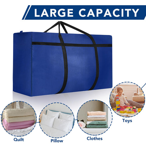 2 Pack 180L Jumbo Moving Bags, Storage Bags, Moving Box with Zip, Blue