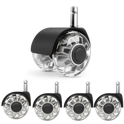 Replacement Office Chair Wheels (1000 kg) - 11 x 22 mm Wheels for Office Chairs, Smooth and Quiet Hard Floor Castors