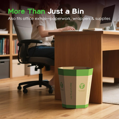 6-Pack Cardboard Waste Paper Bin – Foldable, Recyclable, Plastic-Free & Reusable Trash Can - Small Rubbish Bin - Waste Basket Perfect for Office