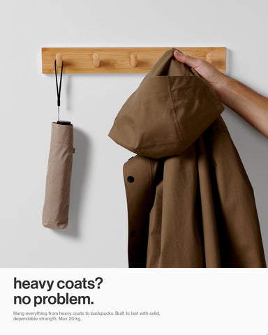 LARHN Wooden Wall-Mounted Coat Rack, 2-Pack - 5 Coat Hooks, 43cm