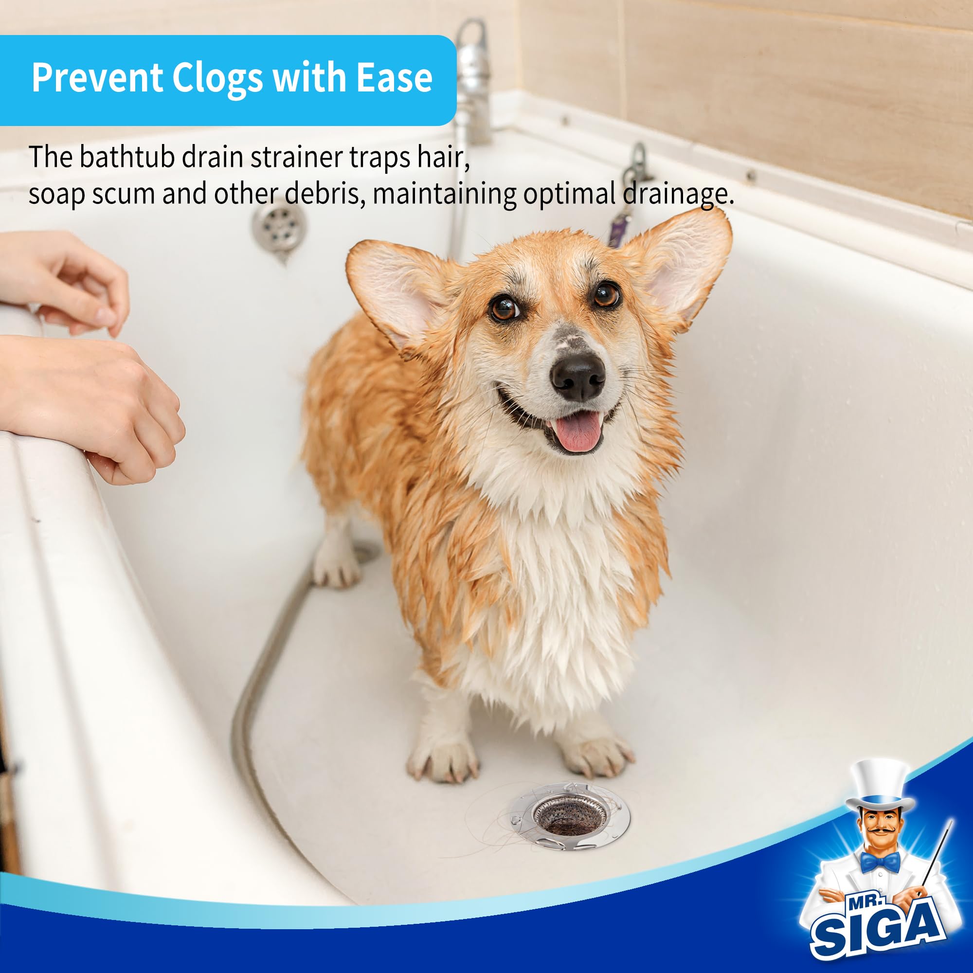 MR.SIGA Bathtub Drain Strainer, Bathroom Sink Drain Strainer, 3 Pack