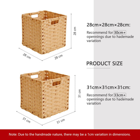 Mangata 31 cm Storage Cube Boxes for 33 cm Closet, Rattan Effect Storage Baskets, Wicker Woven Polyrattan Material Closet Organizer, 31x31x31 cm