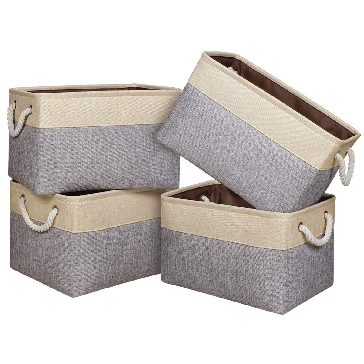 Univivi Large Storage Baskets 15in Fabric Storage Boxes Grey, Set of 4