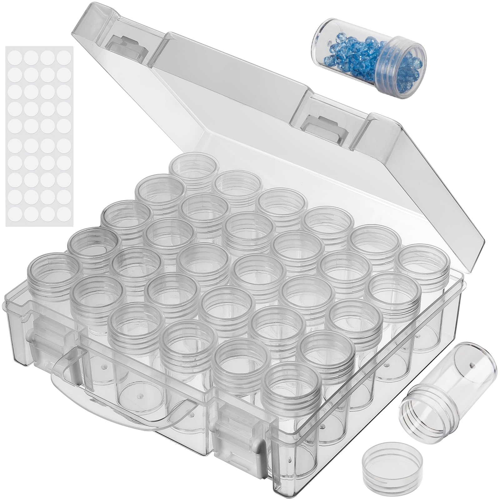 JIZIYRUO 30 Grids Diamond Painting Storage Boxes, Clear Plastic Bead Storage Organizer Box
