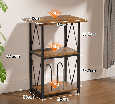 Upgraded Expanded Surface Record Player Stand, 3 Tier End Table with Vinyl Record Storage, 50x40cm Record Player Table