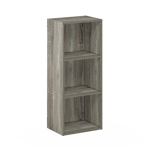 Furinno LUDER Book Shelf, 3-Cube Bookshelf, Bookcase, 9.3 x 12 x 31.5, for Living Room, Bedroom, Home Office, French Oak