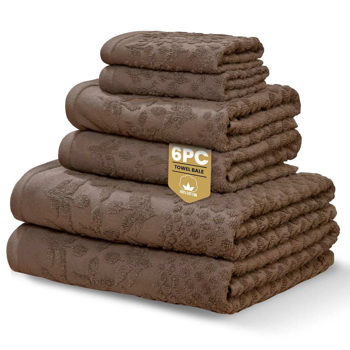 Rapport Home Versailles Jacquard 6-Piece Towel Bale | Luxurious 100% Cotton 500GSM Bathroom Set for Soft Absorbent Comfort and Elegant Style